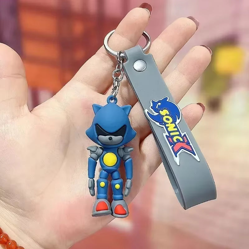Metal Sonic Keychain with Wrist Strap