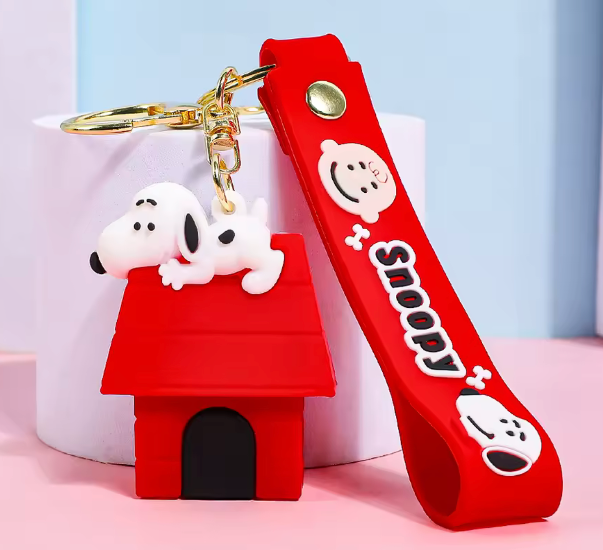 Snoopy on Doghouse 3D Keychain with Wrist Strap
