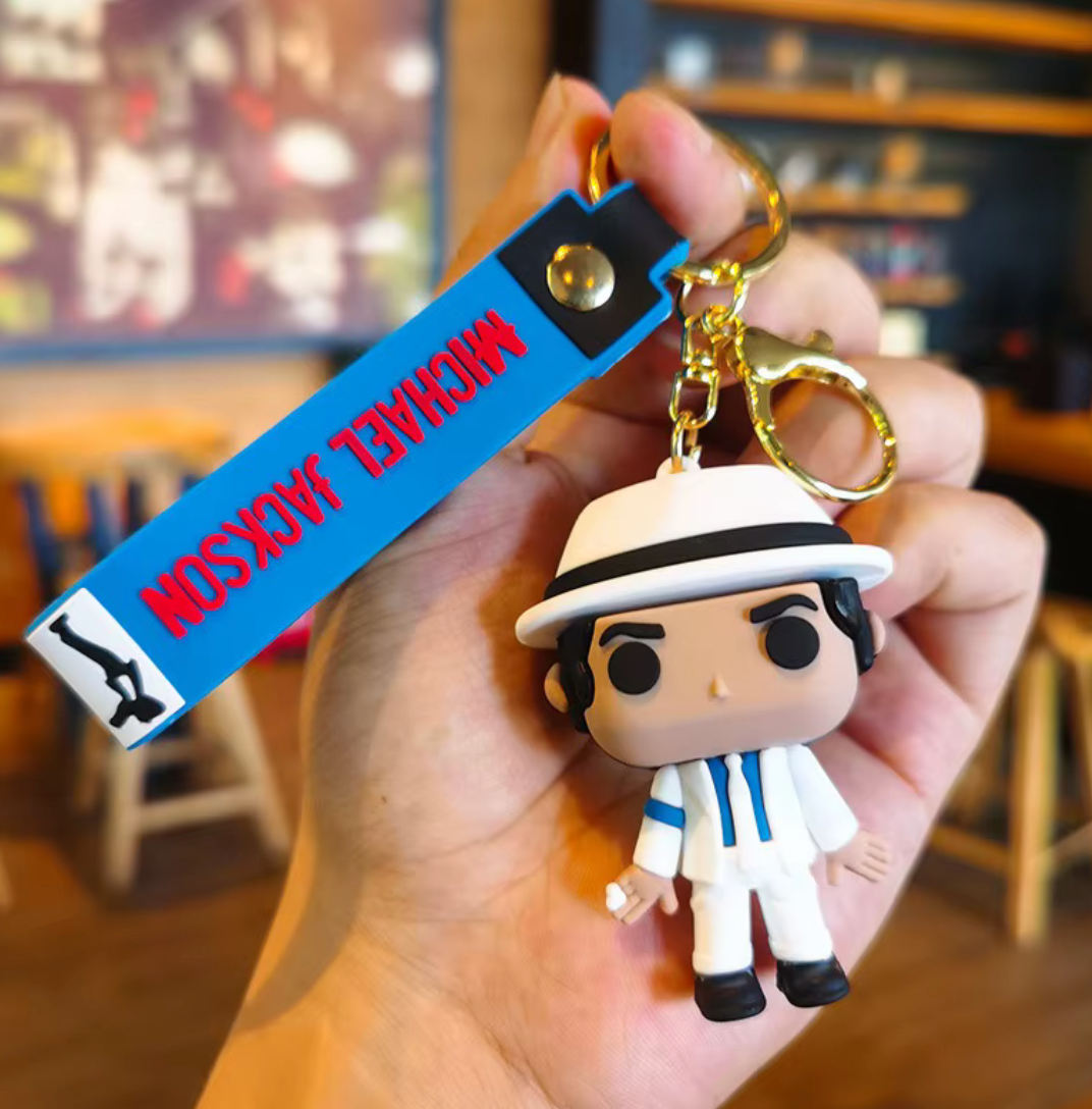Michael Jackson Smooth Criminal White Suit Keychain Figurine
