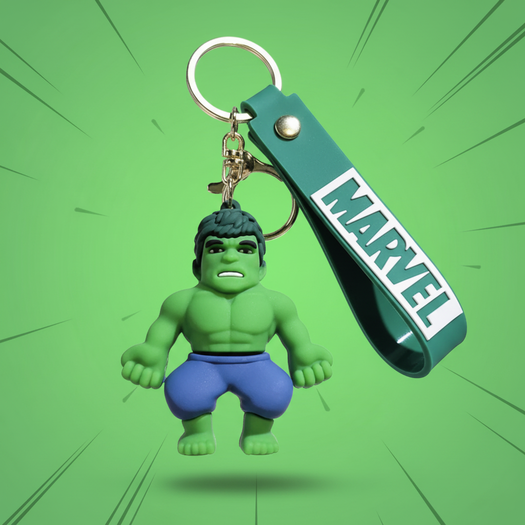 Hulk 3D PVC Keychain – Marvel Avengers Bag Charm with Wrist Strap