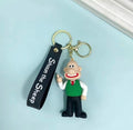 Wallace 3D PVC keychain with black Shaun the Sheep wristlet strap and gold-tone lobster clasp
