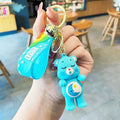 Care Bears Bedtime Bear blue keychain with rainbow wrist strap and gold bell