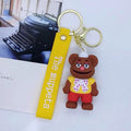 Fozzie Bear from The Muppets 3D PVC keychain with yellow The Muppets wristlet strap and gold-tone lobster clasp