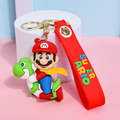 Bowser Super Mario 3D PVC figure keychain with yellow Super Mario branded wrist strap