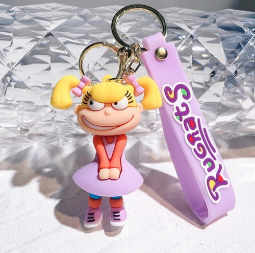 Angelica Rugrats 3D PVC figure keychain with purple Rugrats branded wrist strap