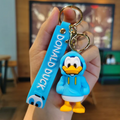 Donald Duck 3D keychain with blue silicone wrist strap and gold-tone keyring