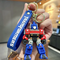 Optimus Prime Transformers 3D PVC figure keychain with blue branded wrist strap