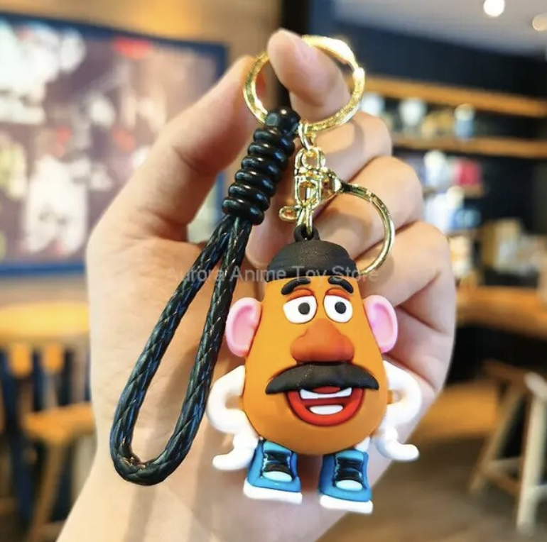 Mr. Potato Head 3D PVC keychain with black wristlet strap and gold-tone lobster clasp
