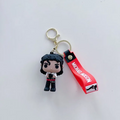 Michael Jackson black outfit keychain figurine with red embroidered wrist strap