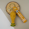FIFA World Cup Trophy 3D PVC keychain with yellow FIFA World Cup wrist strap
