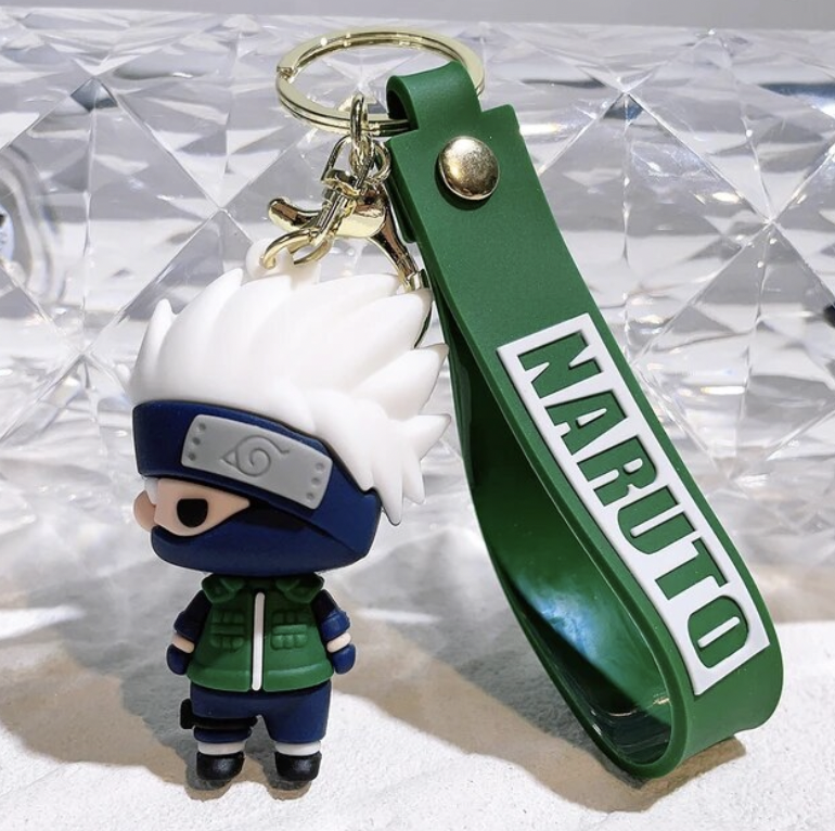 Kakashi Hatake 3D PVC keychain with green wrist strap