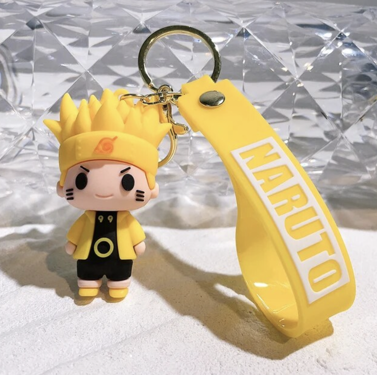 Naruto Sage Mode 3D PVC keychain with yellow wrist strap