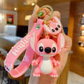 Angel from Lilo & Stitch pink 3D rubber keychain with pink Stitch wristlet strap and gold-tone lobster clasp