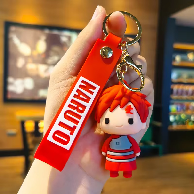 Gaara 3D PVC keychain with red wrist strap