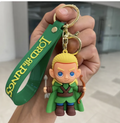 Lord of the Rings Legolas chibi keychain with green branded wrist strap and bow and arrow